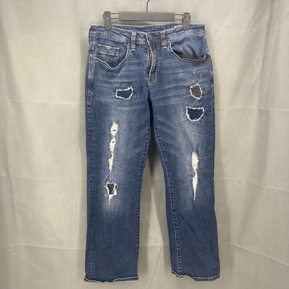 Buffalo David Bitton King-X Jeans Mens 32x30 Slim Boot Stretch Blue Distressed